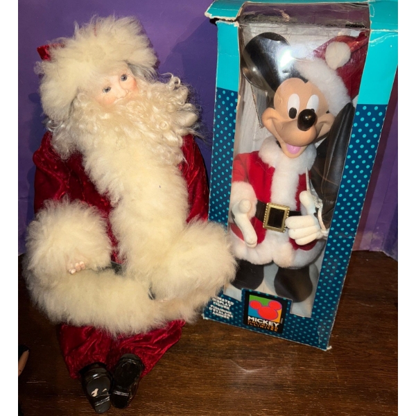 Vintage Christmas Decor-Santa & Mickey Mouse Santa