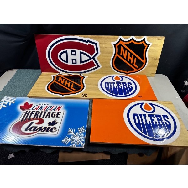 NHL Wooden Signs: Oilers, Habs, Molson