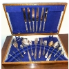 Image 1 : Wooden Flatware Chest with Silver-Plated Cutlery