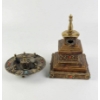 Image 1 : Tibetan Bronze Stupa Shrine and Incense Holder Set with Inlaid Stones