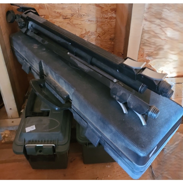 Jobmate Laser Level w/ Tripod Stand and Case Model 57-4537-6, Two Plastic Security Boxes, Tripod