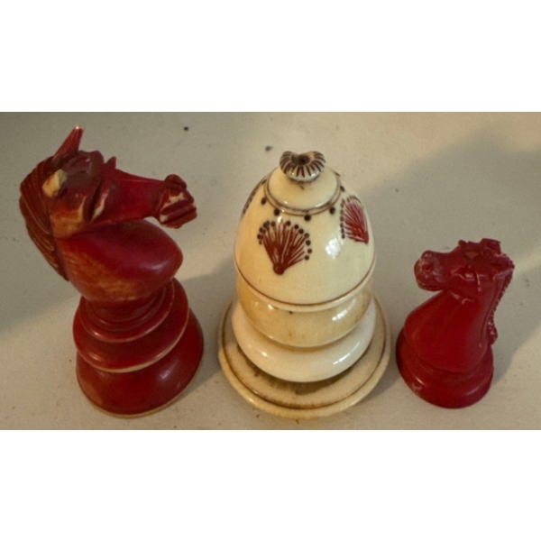 Antique Hand Carved Ivory Chess Idols 3T 