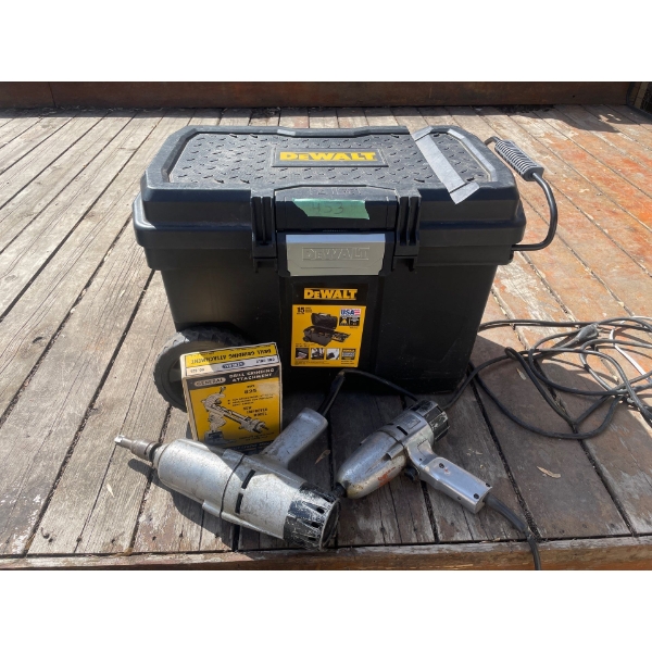 Dewalt 15 Gallon, toolbox on wheels, Drill Grinding Attachment, 2 Impact Wrench. 