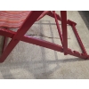 Image 3 : Folding Striped Red Sling Back Adjustable Chair & Large Hawkeye Basket. Chair 22 w 37 d 41 h