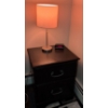 Image 3 : Dark Wood Bedside Table 22x16x26 w/ Pull Cord Lamp & AM/FM Alarm Clock 
