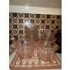 Image 2 : Pink Depression Glassware Set (Cups, Sugar & Creamer), Floral Pink Pitcher, Avon Red Collectables 