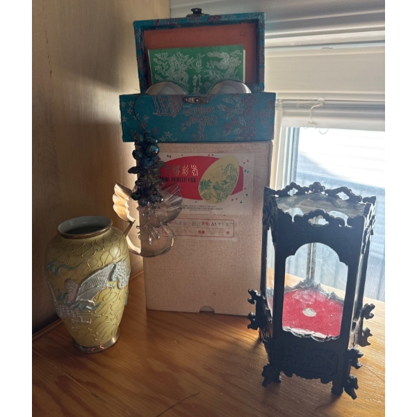 Japenese Art Deco Finds - Lanterne Chinoise Mortise Satsuma Urn & Meditation Balls  