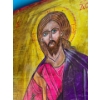 Image 2 : Christ Blessing Painted on a Wooden Board - 10x12