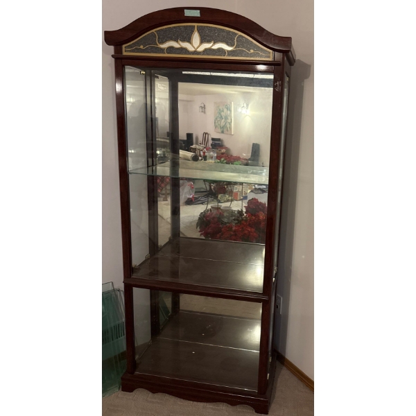 Mahogany Curio Cabinet / Display Hutch 71T w/ Adjustable Glass Shelving #2