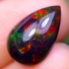 Image 2 : 2.61 ct Certified Pear Black Opal Gemstone CAB Cut ($10,570 Appraisal)