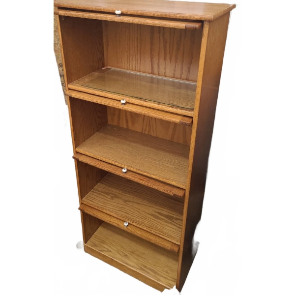 Oak Barrister-Style Bookcase With Glass Fronts