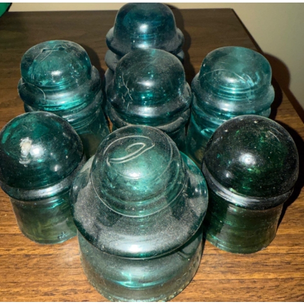 Collection of Teal Green Insulators Different Sizes