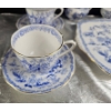 Image 9 : Royal Albert Crown China Blue and White Tea Set with Gilded Edges, 22 Pieces