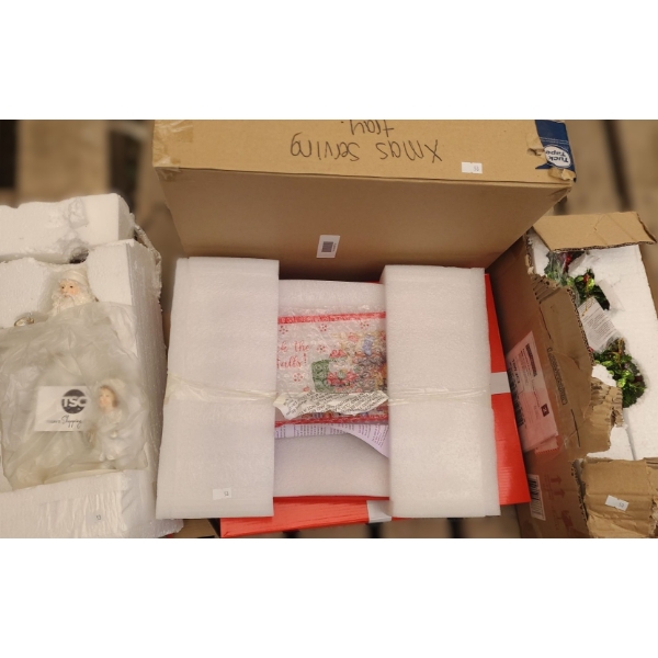 Holiday Decor: Santa in White Robe Figure 13 T, Holiday Serving Tray (New in Boxes) 