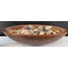 Image 3 : FatLava Stoneware Pottery Vessel w/ Fossil Rocks Decorative Spheres On Platter 15"Long 