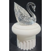 Image 6 : Swarovski Crystal 1995 Swan On White Pedestal (2.5"T & 2"L)