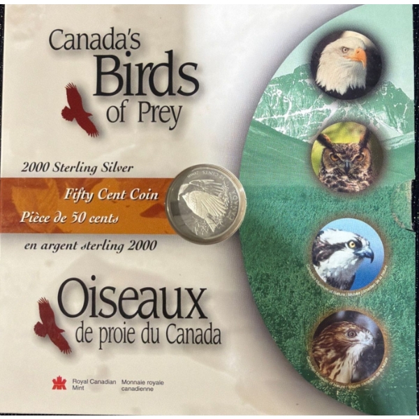 2000 Canada's Birds of Prey 50 Cent Coin 92.5% Silver 9.3 Grams