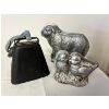 Image 1 : Cowbell with Sheep / Chick Resin Antique Inspired plastic Tabletop Figurine

