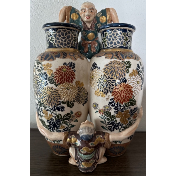 Japanese Satsuma Ware - Interesting Unique Vases 12T