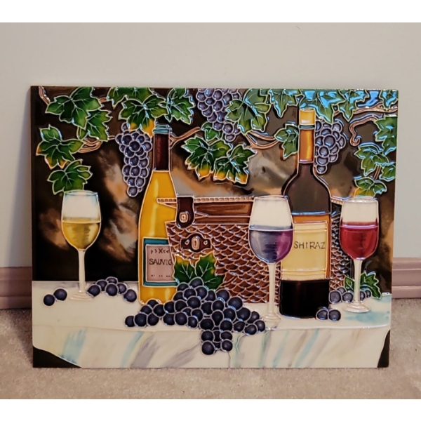 Handcrafted Art on Tile Vino 15x12