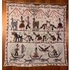 Image 1 : Hand-Embroidered Vintage Peruvian Wool Wall Story Hanging Ethnic Art Tapestry Llamas 26" x 26"tall