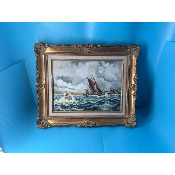 Nautical Oil on Board Painting  By: W. Wanstall - 13x16 