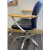 Image 2 : Orbit Hydraulic Salon Styling Chair 2 - Genuine Leather w/ Brushed Nickel - 22x24x37