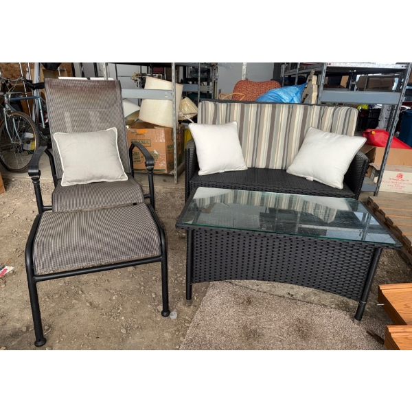 Rattan Outdoor Sun Lounge - 2 Seat Bench w/ Cocktail Table & more