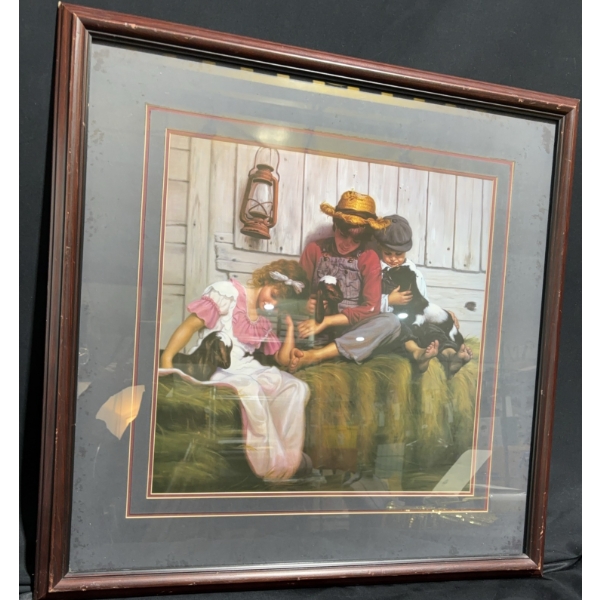 "First Visit to the Farm" by Mark Arian Vintage Framed Print