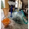 Image 1 : Set of Glassware Including Vases, Decorative Glassware with Marbles, and an Oven Fire King Ware 