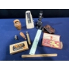 Image 2 : Vintage Items; Includes Cribbage Board, Metronome, Microscope, Satin/Velvet Nail Kit, and more