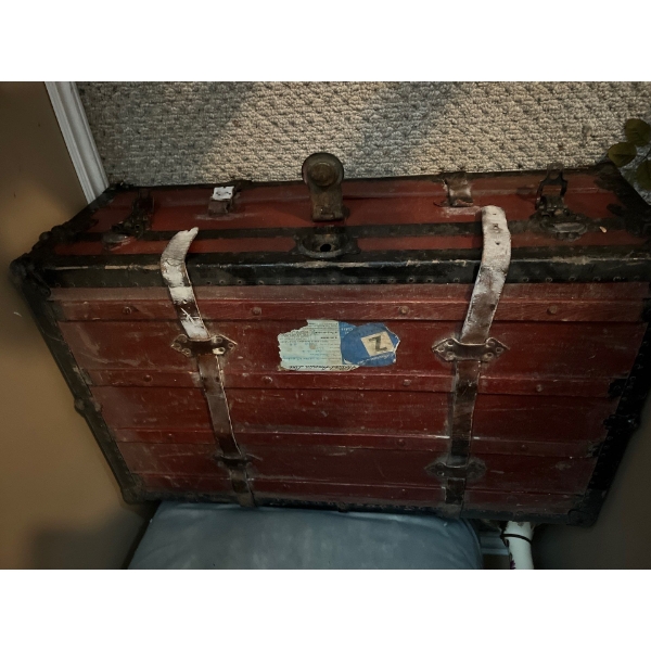 Vintage trunk with contents