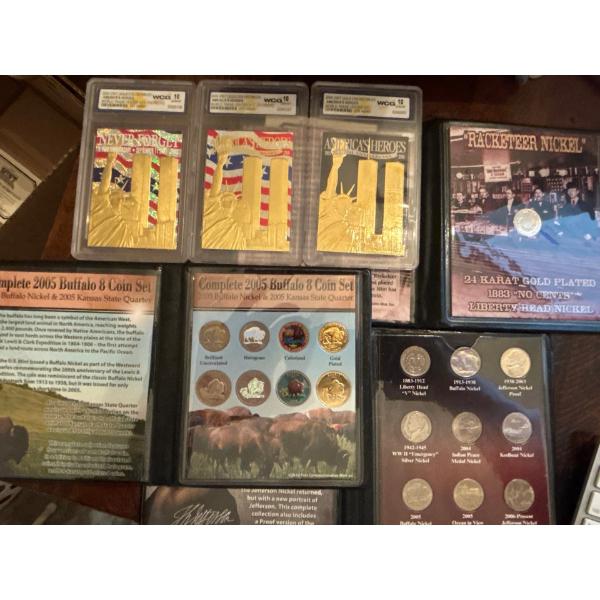 USA 5 Cent Collection with 3 America's Heroes Graded Trading Cards 10 GEM-MT 
Complete Set 2005 8 Co