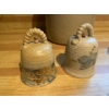 Image 4 : Vintage Pottery Lot Featuring Two Pottery Bells Ceramic Whiskey Barrel, Handmade Dish, Pottery Vase