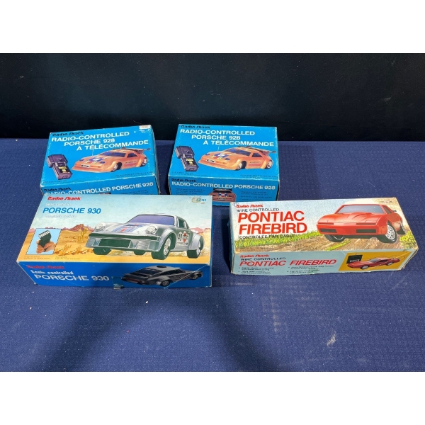Collection Of Radio Shack RC Cars, 3 Porsche & FireBird