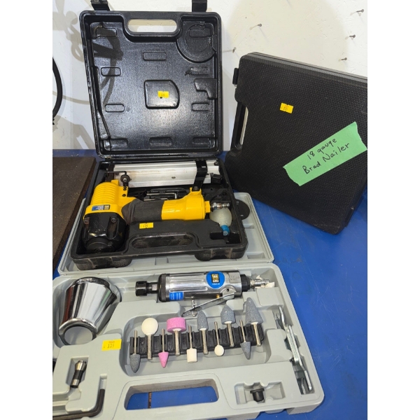 Pneumatic Tool Collection - 2 in 1 Die Grinder w/ Two 18 Gauge Brad Nailors
