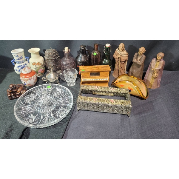 Decorative Lot With 12-Inch Crystal Plate and Unique Items