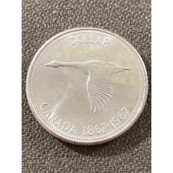 1967 Canadian Centennial Silver Dollar Coin Featuring Canada Goose Design