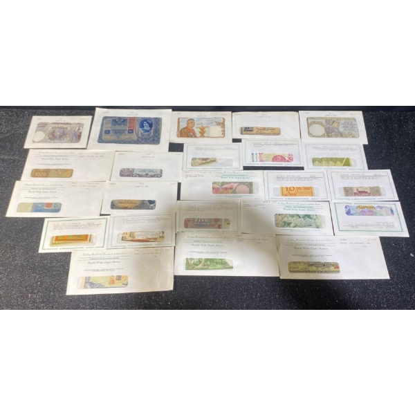Collection of Envelopes Full of World Wide Paper Money