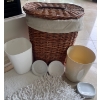Image 2 : Bathroom Essentials w/Laundry Hamper & Crochet Poof Ottoman 17" tall