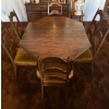 Image 1 : 8 Piece Vintage Dark Oak Dining Set w/ Velvet Upholstery 53x44x30