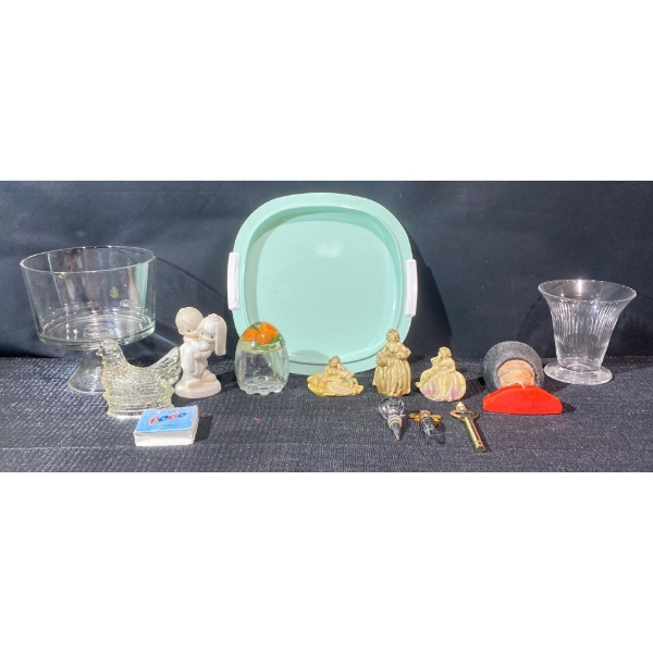 Glass Trifle Bowl, Light Blue Serving Tray and Other Fantastic Vintage Decor