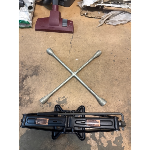 Steel Cross Wrench and Metal Floor Jack for Automotive Use