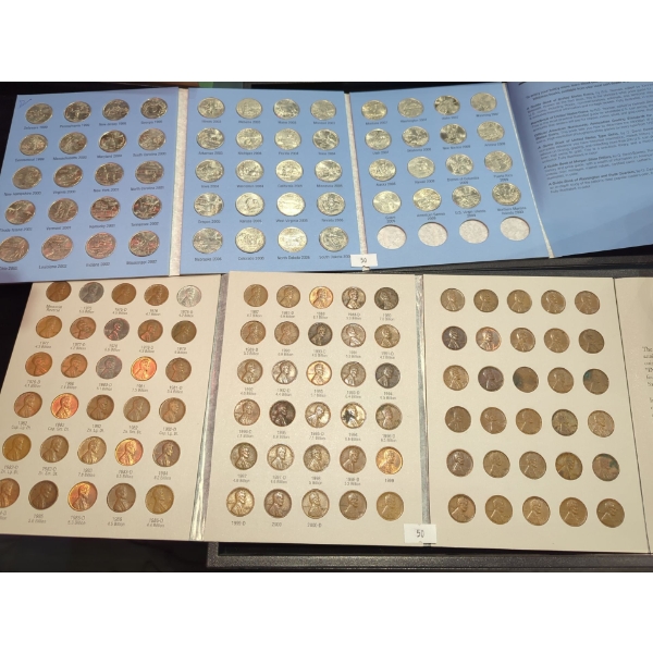 Completed Folders of Statehood Quarters and Lincoln Pennies 1926-1958