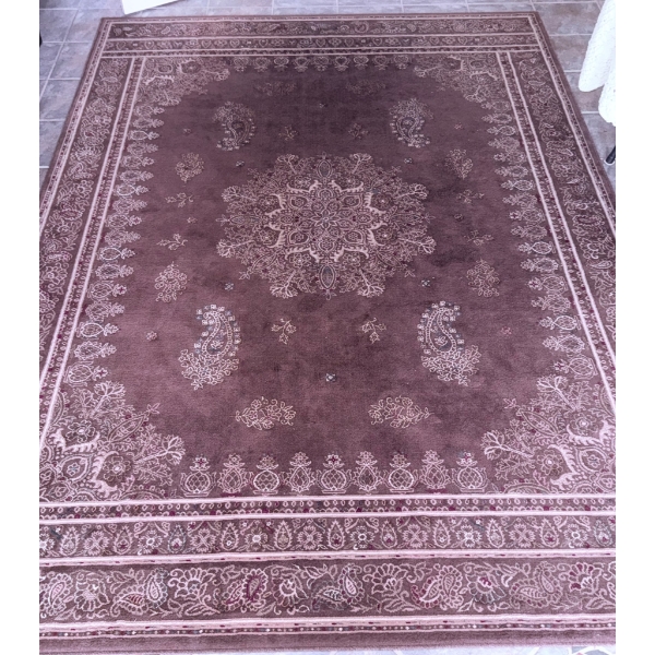 Brown Rectangular Area Rug with Intricate Floral and Paisley Pattern