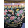 Image 4 : Large Chinese Jardiniere Canton Rose Decoration on Wood Stand 14Dx21H