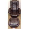 Image 1 : Faux Leather Swivel Chair & Ottoman (Some Wear & Tare)  35"w x 30"d x 41"tall