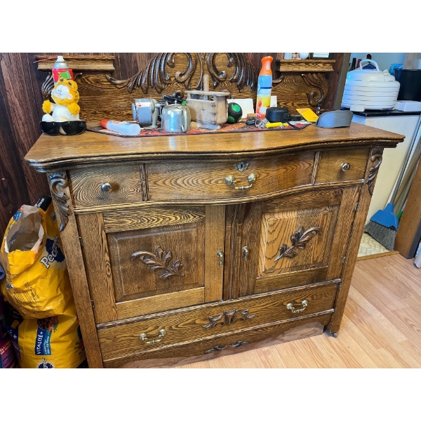 antique Hutch with drawers and handcrafted very well crafted 39 “ h 48”L W 20”