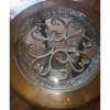 Image 2 : Wooden Side Table w/ Glass Insert Top and Scroll Design 28" Diameter Top, 26 T 