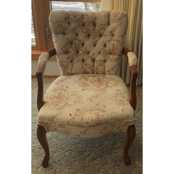 Vintage Floral Print Accent Chair 22x22x25
